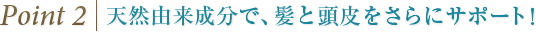 Point 2｜天然由来成分で、髪と頭皮をさらにサポート！